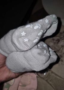 Cute Pink and grey Baby Socks with Grips