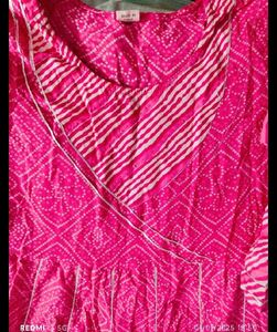 Pink Bandhani Print Anarkali Dress