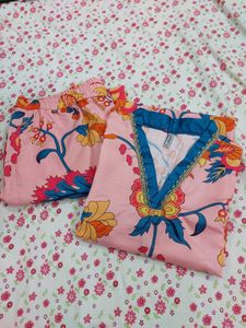 Pink Floral Kurta Set