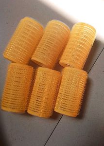 Set of 6 Yellow Hair Curlers