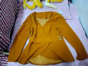 Stylish Ochre Wrap Top