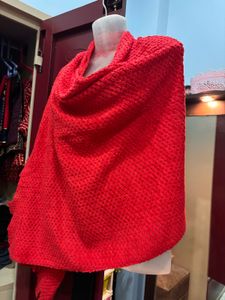 Red Woven woollen  Shawl/Scarf