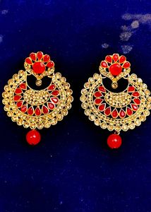Exquisite Red Stone Jhumka Earrings