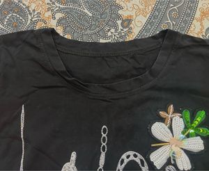 Embellished Black T-Shirt