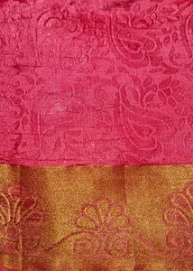Vibrant Pink Silk Saree with Gold Border