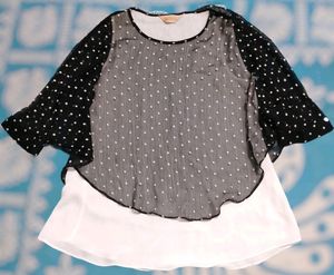 Polka Dot Flared Sleeve Top