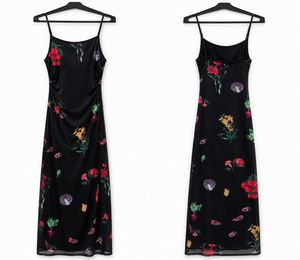 Floral Print Sheer Panel Dress