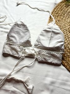 handmade White Chikankari Embroidered Blouse