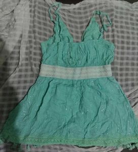 Flowy Teal Embellished Top Y2k