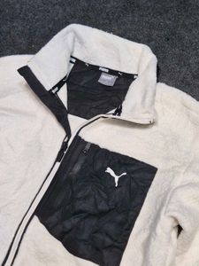 Puma Sherpa Teddy Fleece Zip Jacket (Cream/Black -