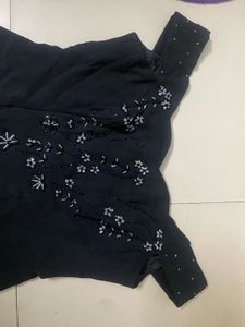Black Beaded Off-Shoulder Top