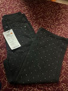 Women's Black Embellished Jeans