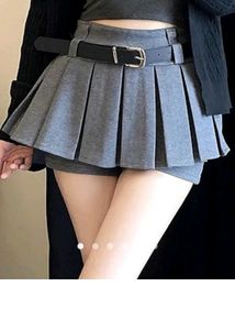 Pleated Mini Skirt with Belt Dark academia vibes