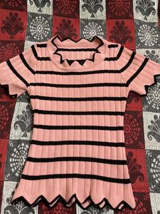 Combo Of Baby Pink Top And Crop Hoodie