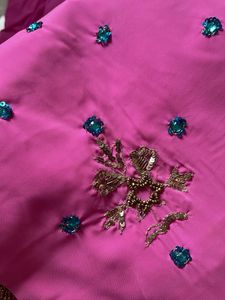 y2k pink kurta set with heavy work embell