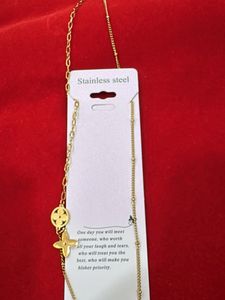 Gold Tone Letter Pendant Necklace