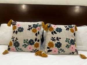 Embroidered Floral Accent Cushion Cover Set of 2