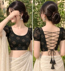Designer Black Blouse with Back Tie-up