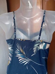 Navy Blue Feather Print Nightdress