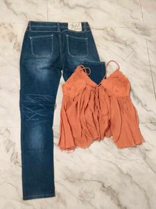Trendy Distressed Jeans &amp;  Trim Tank top.