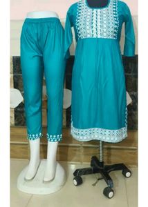 Green Embroidered Kurta Set