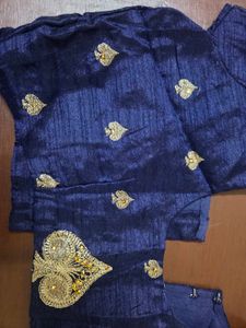 Elegant Blue Embroidered Saree