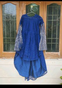 Elegant Blue Lace Ethnic Gown✨