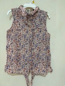 New Beautiful Sleeveless Shirt With Front Knot