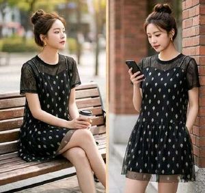 Black Lace Leaf Print Dress
