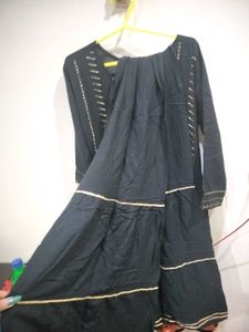 Black Embroidred Party Wear Kurta And Sharara Set
