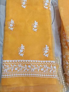 Yellow Embroidered Unstitched Suit