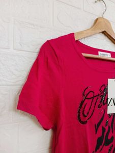 Red Embellished T-Shirt