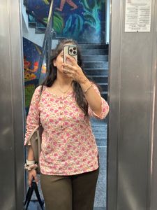 Jaipur cotton - Pink Floral Print Kurta