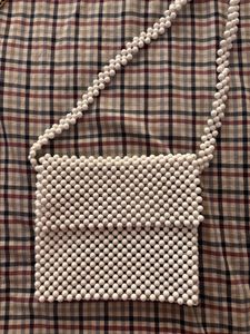 White Beaded Sling Bag