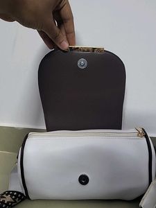 Stylish White &amp; Black Crossbody Bag