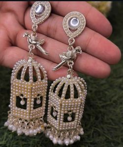 Exquisite Pearl Bird Cage Jhumka Earrings