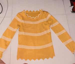 Stylish Striped Yellow Sweater