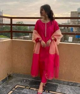 Vibrant Pink Kurta Set with Dupatta