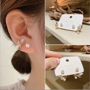 Elegant Pearl & Leaf Ear Climbers