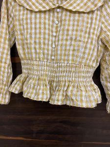 Yellow Plaid Peter Pan Collar Top