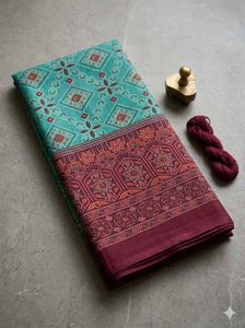 Beautiful Teal & Maroon Saree