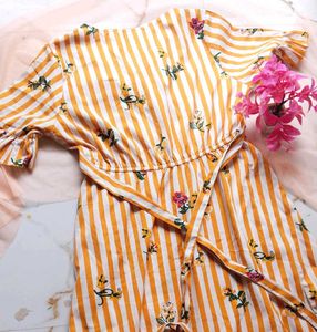 Chic Striped Floral Midi Dress
