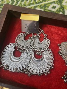 Oxidized Silver Jhumka Earrings set 2