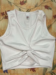 White Knotted Crop Top
