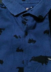 Men's Blue Printed Casual Shirt