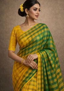Elegant Yellow & Green Saree