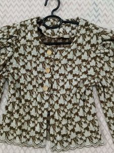 Vintage Leaf Print Button-Up cardigan
