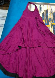 Magenta Halter Neck Maxi Dress
