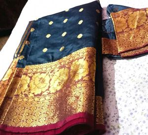 Elegant Teal Blue Silk Saree