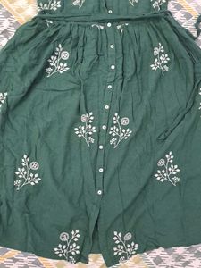 Elegant Green Embroidered Dress